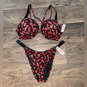 Victoria's Secret Black Cherry Print Bikini Bottoms